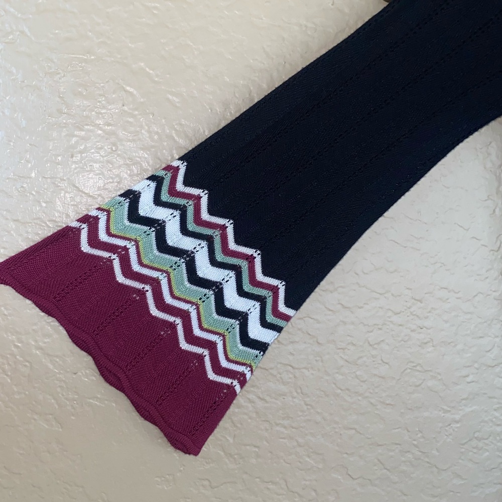 Black Knit Zig Zag Pattern Slightly Asymmetrical … - image 3